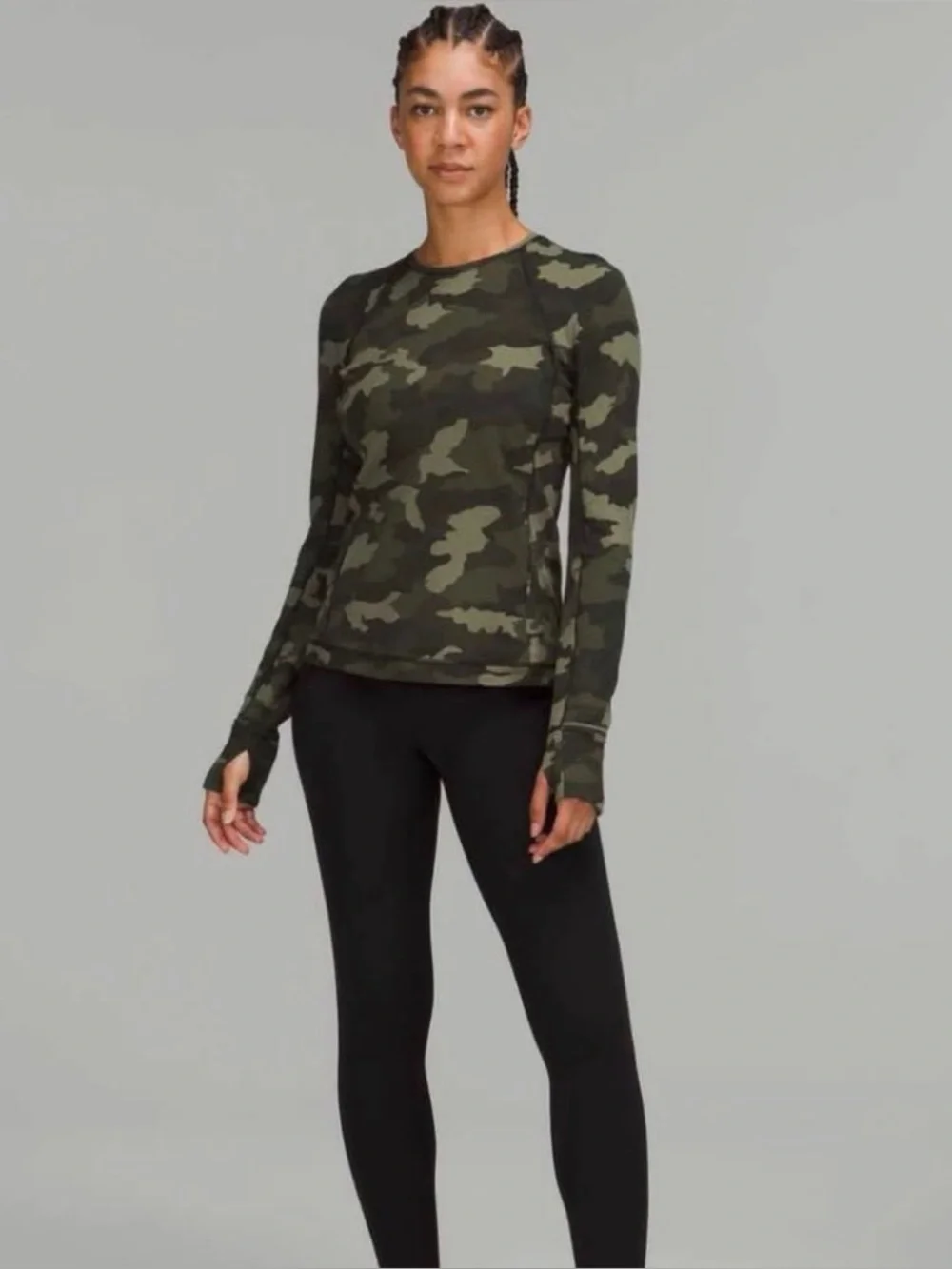 Lululemon Rulu Run Camouflage Long Sleeve Athletic Top
